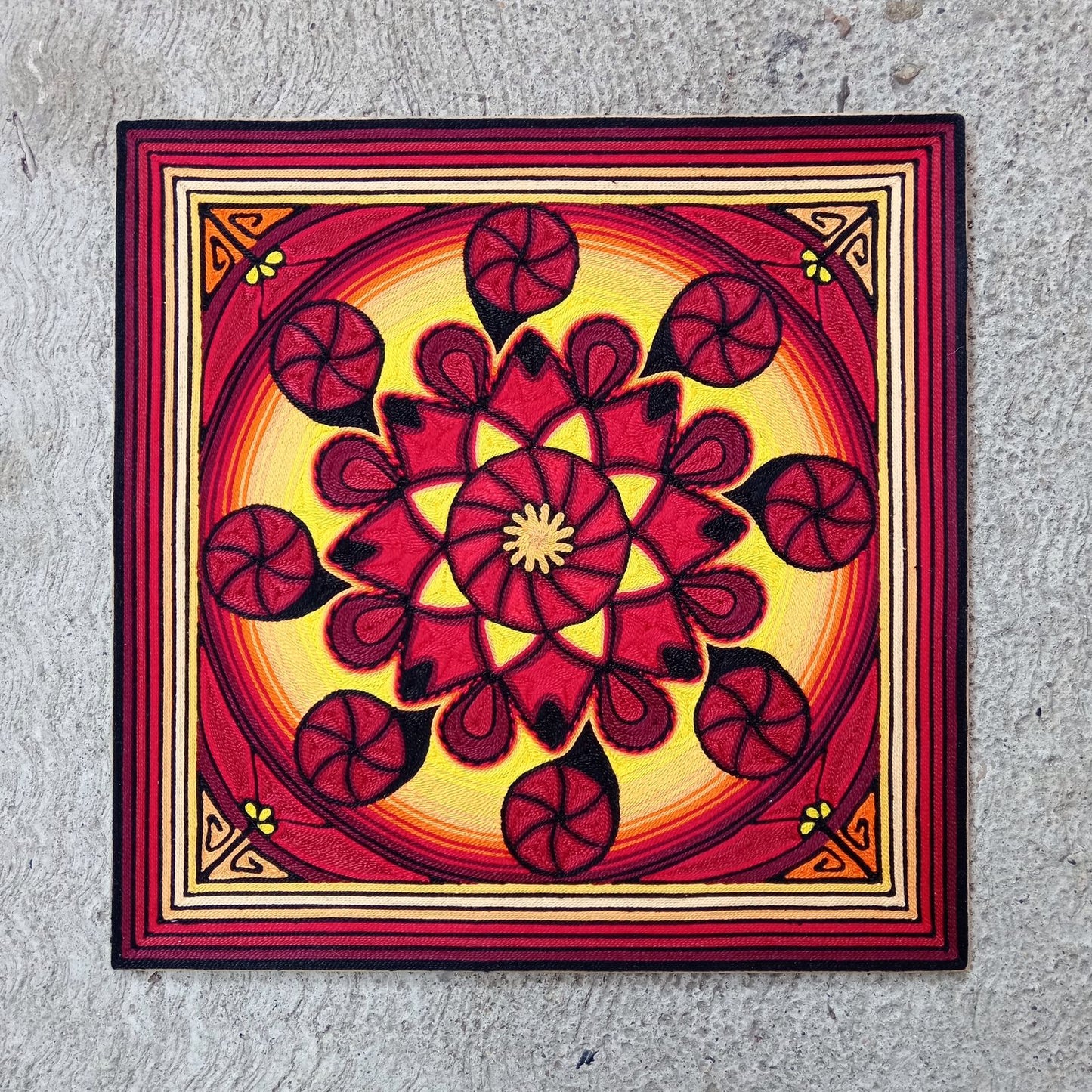 Huichol Yarn Painting Mexican Folk Art By Alfredo Meraz Reyna PP8219
