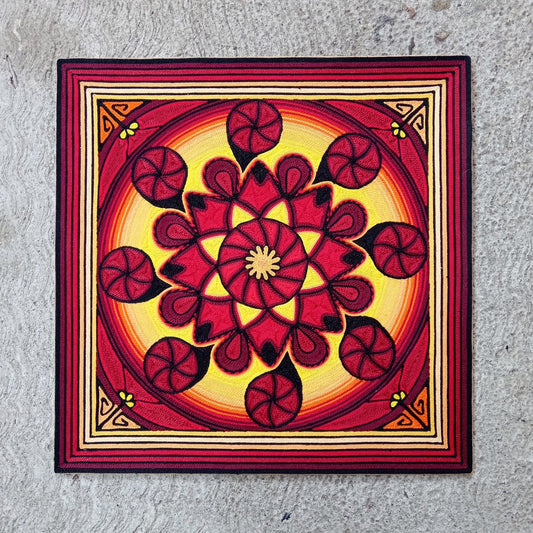 Huichol Yarn Painting Mexican Folk Art By Alfredo Meraz Reyna PP8219