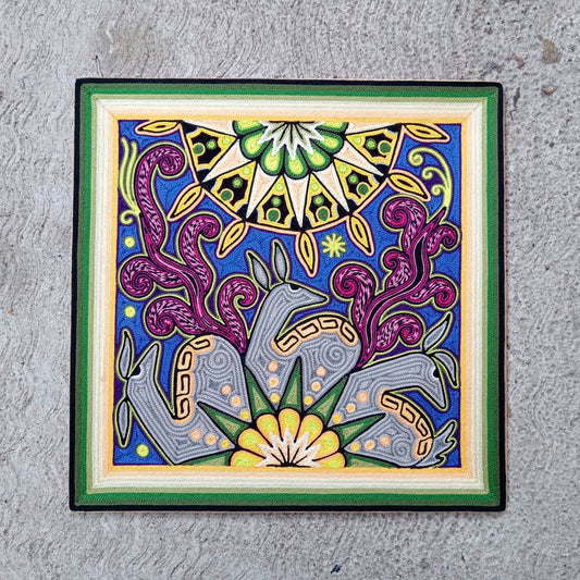 Huichol Yarn Painting Mexican Folk Art By Alfredo Meraz Reyna PP8221