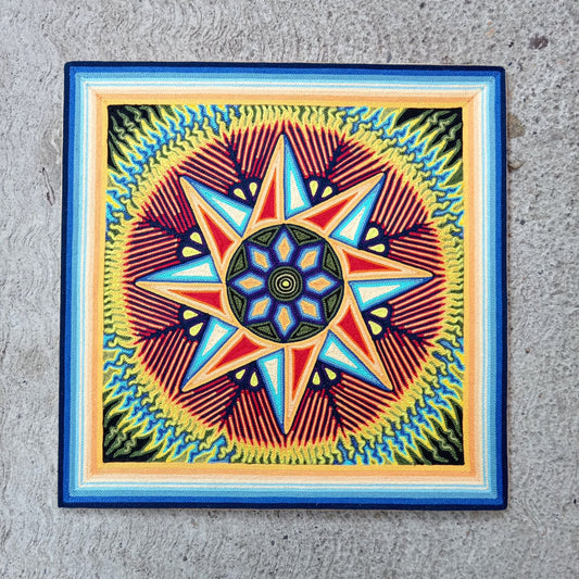 Huichol Yarn Painting Mexican Folk Art By Alfredo Meraz Reyna PP8223