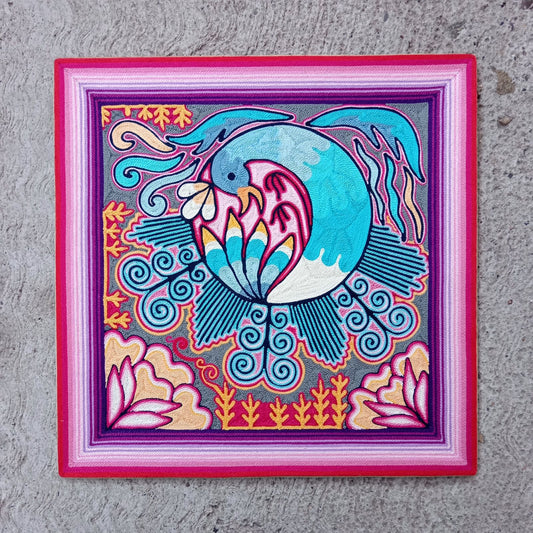 Huichol Yarn Painting Mexican Folk Art By Alfredo Meraz Reyna PP8224