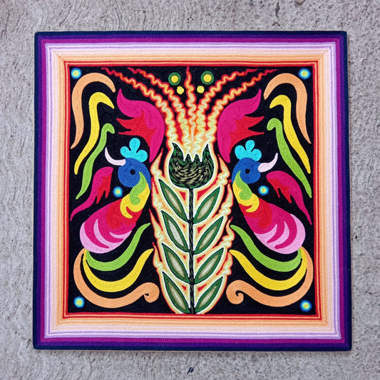 Huichol Yarn Painting Mexican Folk Art By Alfredo Meraz Reyna PP8226