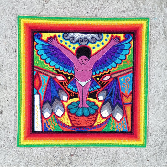 Huichol Mexican Folk Art Yarn Painting by Neikame PP8200