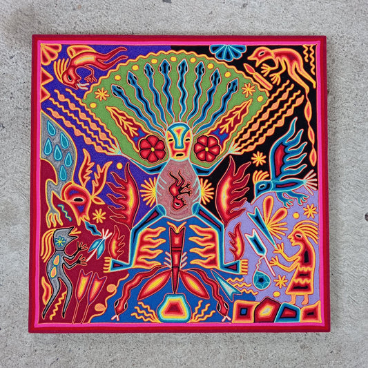 Huichol Yarn Painting Mexican Folk Art By Luciana Benitez PP8253