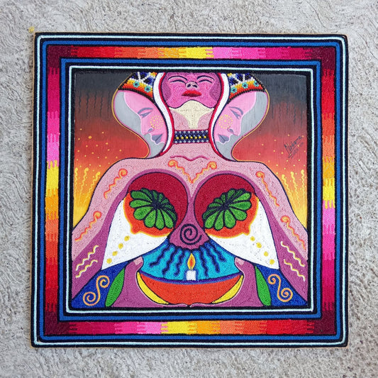 Huichol Mexican Folk Art Yarn Painting by Neikame PP8273