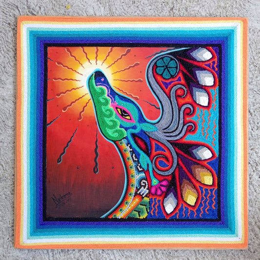Huichol Mexican Folk Art Yarn Painting by Neikame PP8275