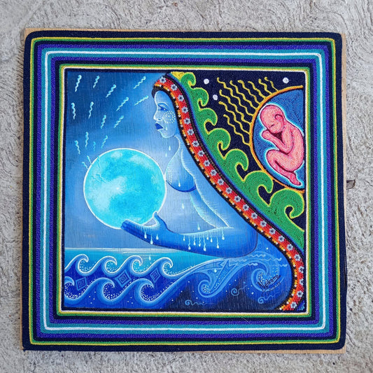 Huichol Mexican Folk Art Yarn Painting by Neikame PP8277