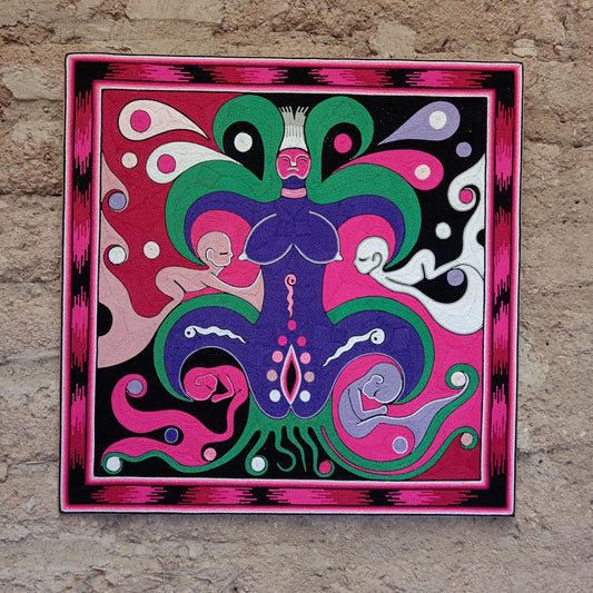 Huichol Mexican Folk Art Yarn Painting by Neikame PP8278