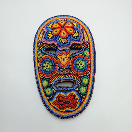 Mexican Huichol Hand Beaded Mask By Octaviano Villa Lopez PP8279