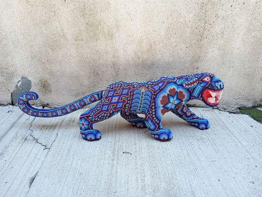 Huichol Hand Beaded Jaguar By Octaviano Villa Lope PP8284