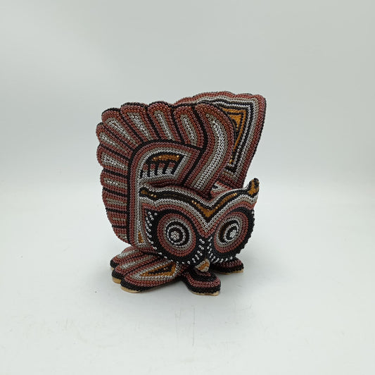 Huichol Hand Beaded Mexican Folk Art, Owl By Santos Bautista PP8291