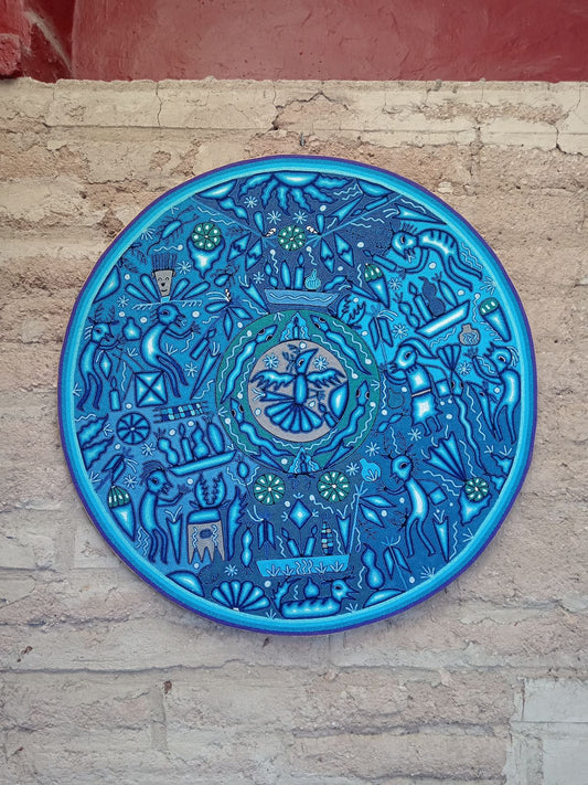 Mexican Folk Art Huichol Yarn Painting by Cooperativa Zitacua PP8300
