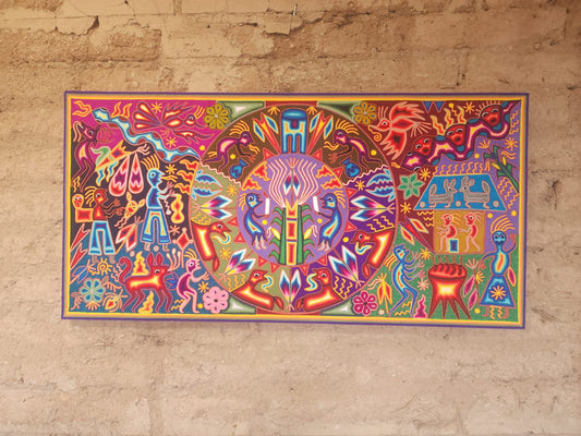 Huichol Yarn Painting Mexican Folk Art by Hilaria Chavez Carrillo PP8302