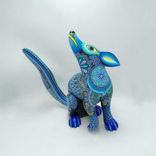 Mexican Folk Art Oaxacan Wood Carving Alebrije Hand Made, Coyote By Luis Sosa PP8318
