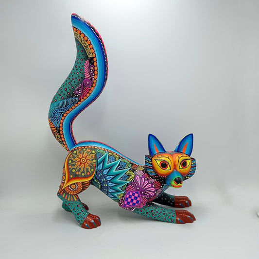 Mexican Folk Art Oaxacan Wood Carving Alebrije Hand Made, Lynx By Luis Sosa PP8319