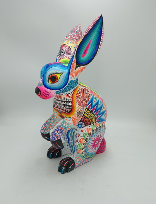 Mexican Folk Art Oaxacan Wood Carving Alebrije Hand Made, Rabbit By Luis Sosa PP8322