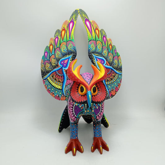Mexican Folk Art Oaxacan Wood Carving Alebrije Hand Made, Owl By Luis Sosa PP8323