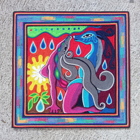 Huichol Mexican Folk Art Yarn Painting by Neikame PP8327