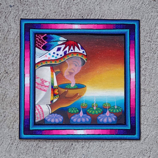 Huichol Mexican Folk Art Yarn Painting by Neikame PP8328