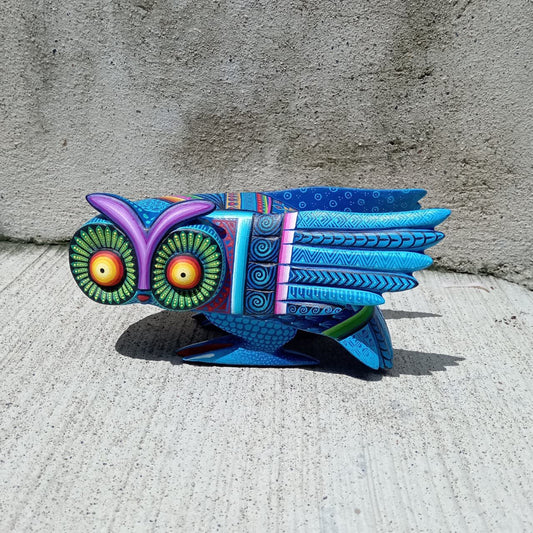 Mexican Oaxacan Wood Carving Owl By Julia Fuentes PP8330