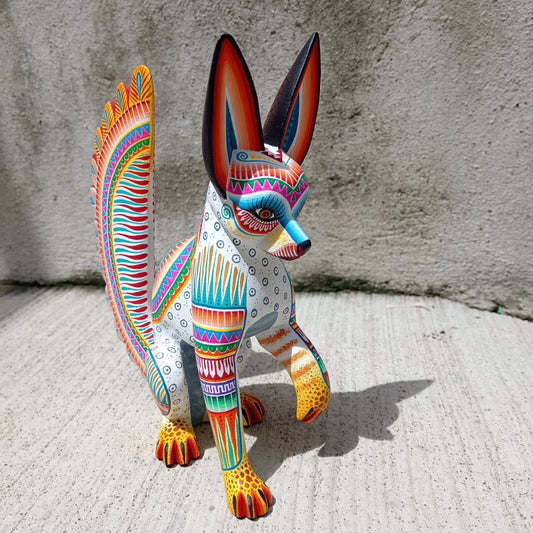 Mexican Oaxacan Wood Carving Fox By Julia Fuentes PP8332