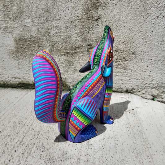 Mexican Oaxacan Wood Carving Coyote By Julia Fuentes PP8333