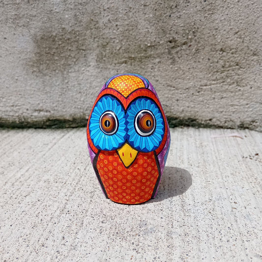 Mexican Oaxacan Wood Carving Owl By Julia Fuentes PP8334