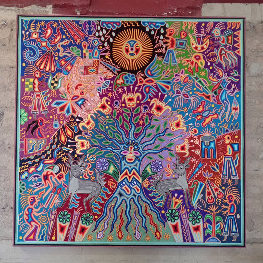 Huichol Yarn Painting Mexican Folk Art By Hilaria Chavez Carrillo PP8345