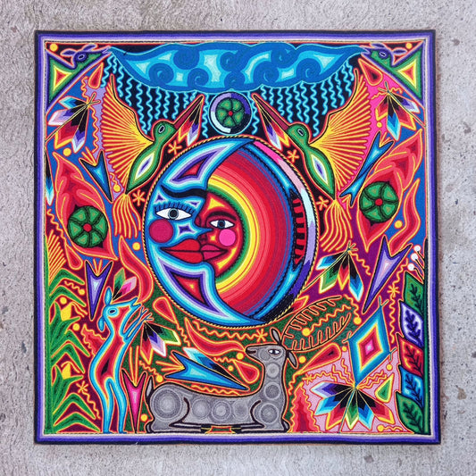 Tepehuano Yarn Painting Mexican Folk Art By Bautista Family PP8347