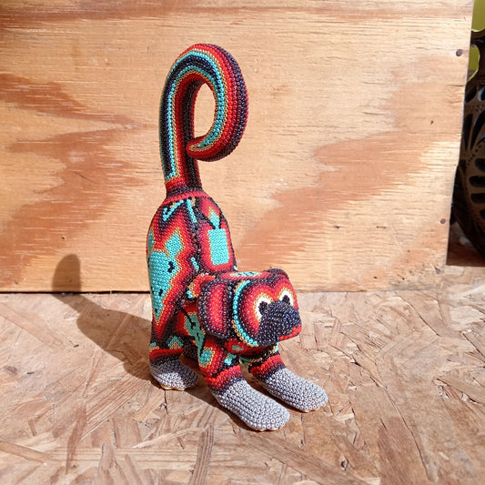 Mexican Huichol Hand Beaded Monkey By Mayola Villa Lopez PP8360
