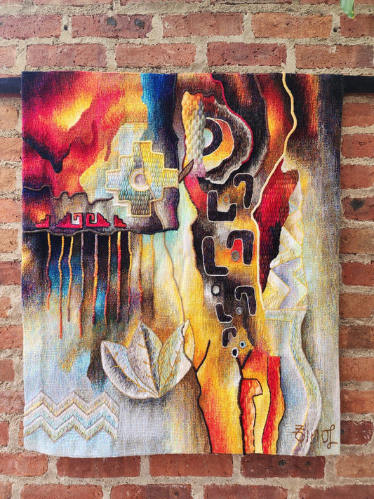 Hand Woven Alpaca Fiber Tapestry "Ancestral Wisdom" By Constantino Laura PP8366