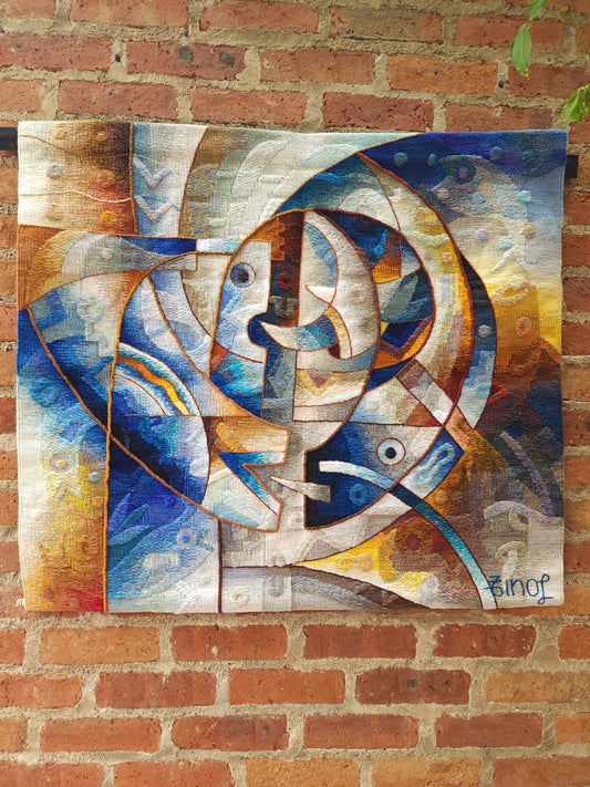 Hand Woven Alpaca Fiber Tapestry " Depth II" By Constantino Laura PP8370