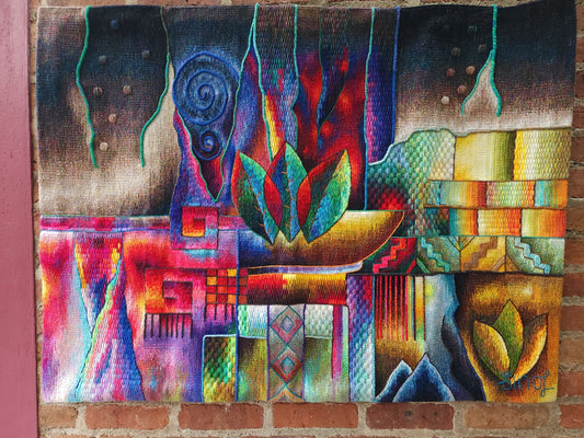 Hand Woven Alpaca Fiber Tapestry " Ancestral Wisdom IV" By Constantino Laura PP8372