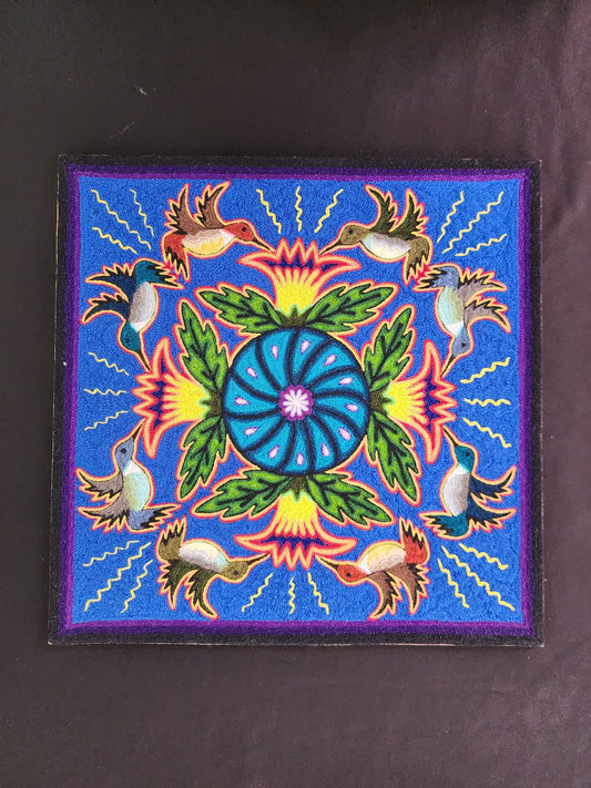 Huichol Indian Yarn Painting by  Samuel Hernandez  PP8374