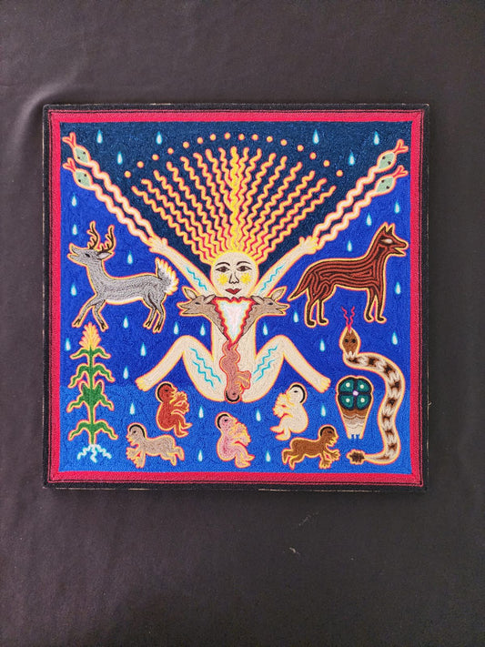Huichol Indian Yarn Painting by  Samuel Hernandez  PP8380