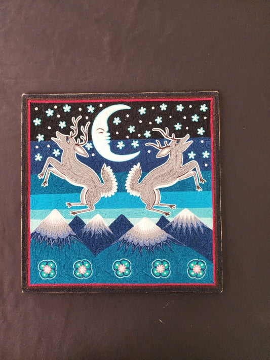Huichol Indian Yarn Painting by  Samuel Hernandez  PP8381