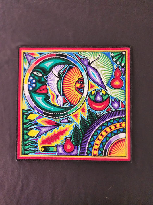 Tepehuano Yarn Painting Mexican Folk Art By Bautista Family PP8384