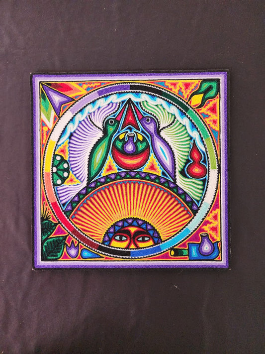 Tepehuano Yarn Painting Mexican Folk Art By Bautista Family PP8385