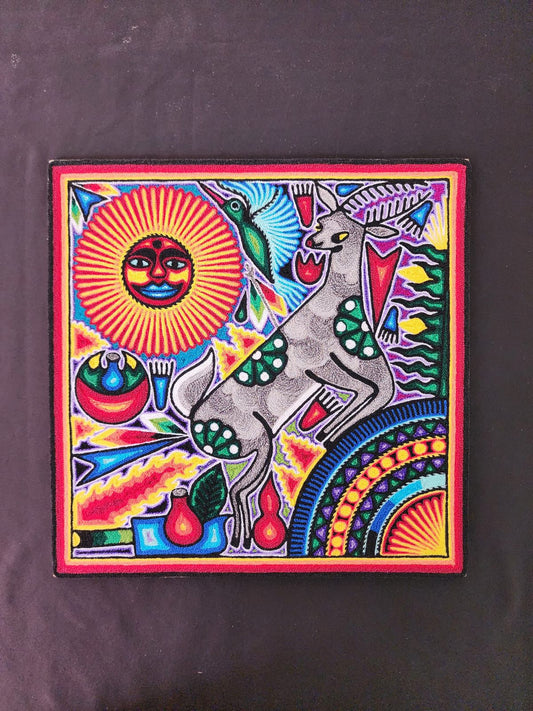 Tepehuano Yarn Painting Mexican Folk Art By Bautista Family PP8387