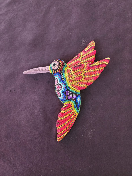 Mexican Huichol Hand Beaded Hummingbird By Isandro Villa Lopez PP8389