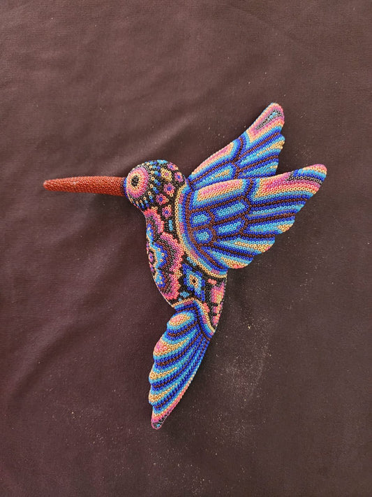 Mexican Huichol Hand Beaded Hummingbird By Isandro Villa Lopez PP8394