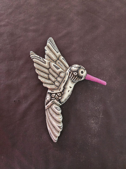 Mexican Huichol Hand Beaded Hummingbird By Isandro Villa Lopez PP8395