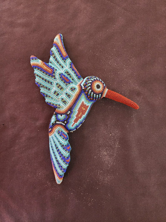 Mexican Huichol Hand Beaded Hummingbird By Isandro Villa Lopez PP8396