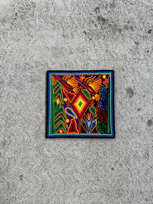 Tepehuano Yarn Painting Mexican Folk Art By Bautista Family PP8412