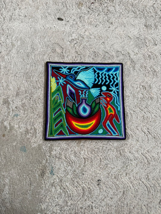 Tepehuano Yarn Painting Mexican Folk Art By Bautista Family PP8417