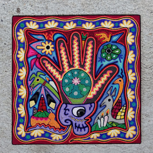 Huichol Indian Yarn Painting By Luis Castro PP8426