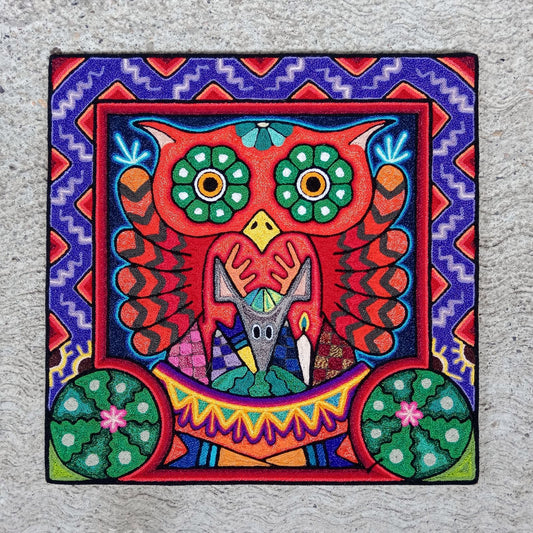 Huichol Indian Yarn Painting By Luis Castro PP8428