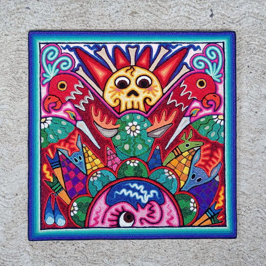 Huichol Indian Yarn Painting By Luis Castro PP8429