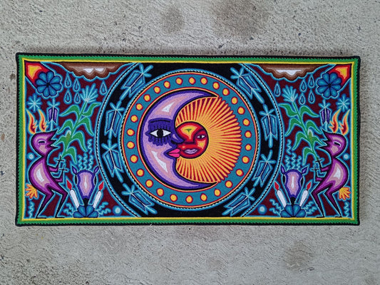 Mexican Folk Art Huichol Yarn Painting by Cooperativa Zitacua PP8430