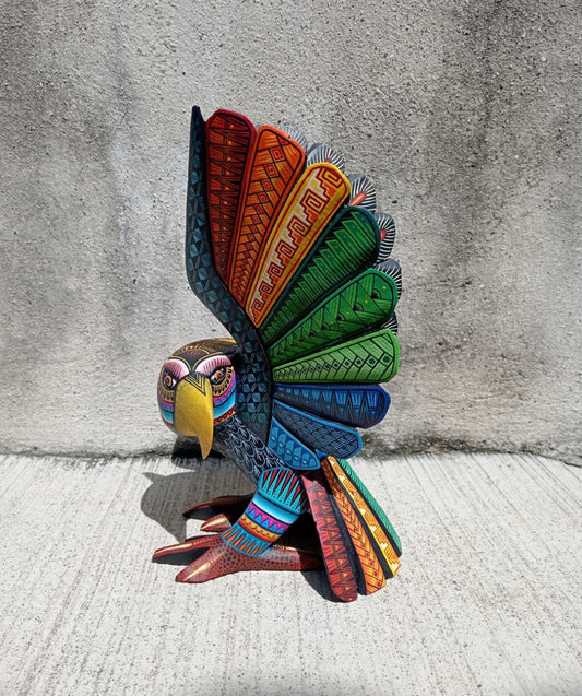 Mexican Oaxacan Wood Carving Eagle By Julia Fuentes PP8440